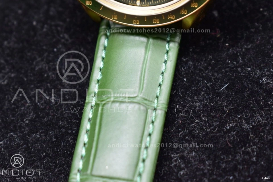 Green Manual in Dial Speedmaster RMF Green on Edition Moonwatch Leather Strap Best YG Gold Chrono Moonshine 1225